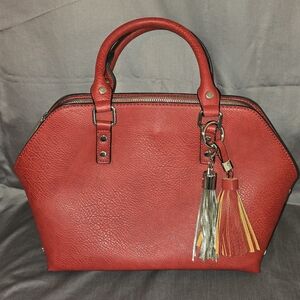 Charming Charlie Red Satchel with Tassel Accents